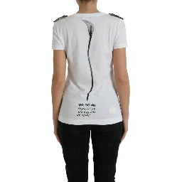 White Black Roses Crewneck Cotton T-shirt