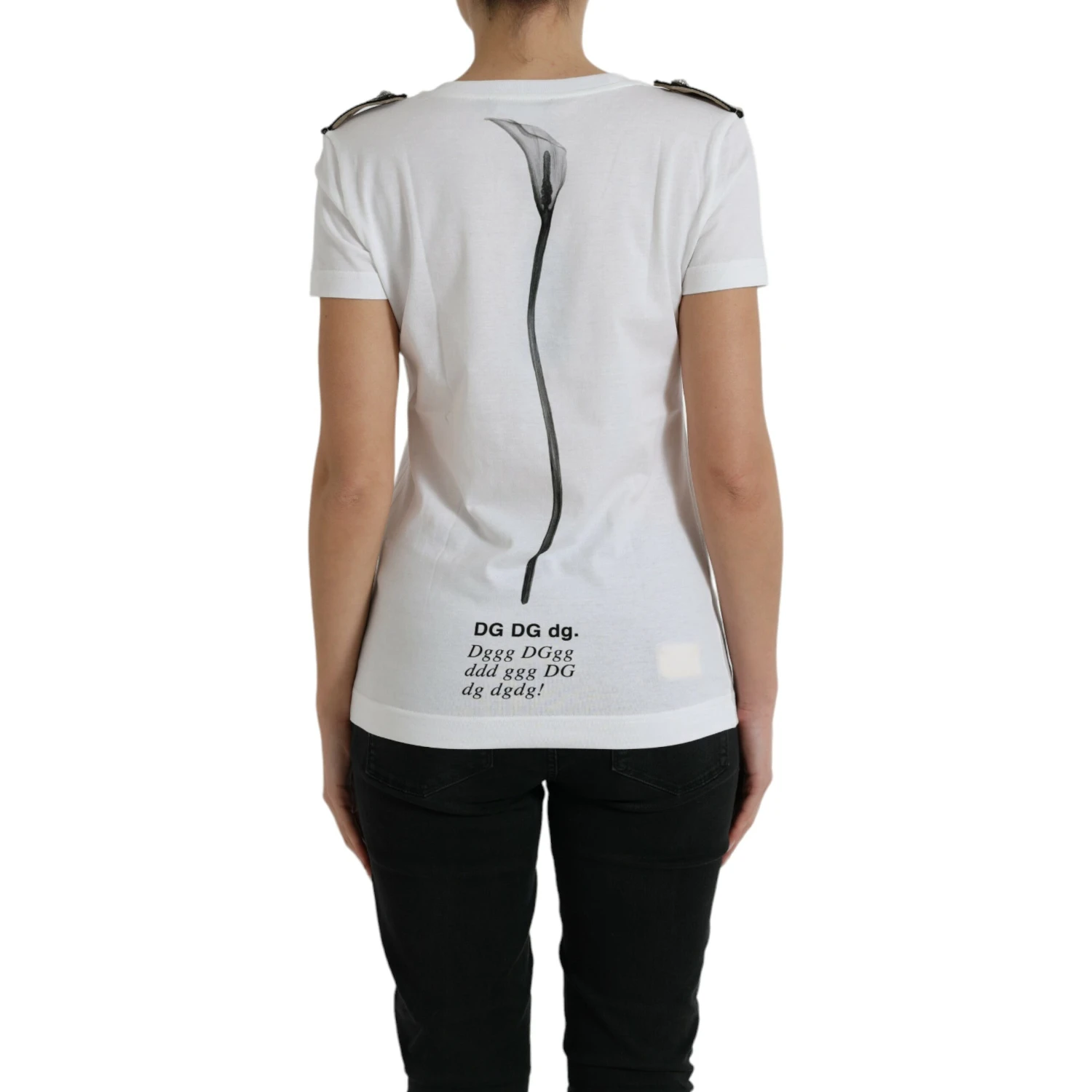 White Black Roses Crewneck Cotton T-shirt