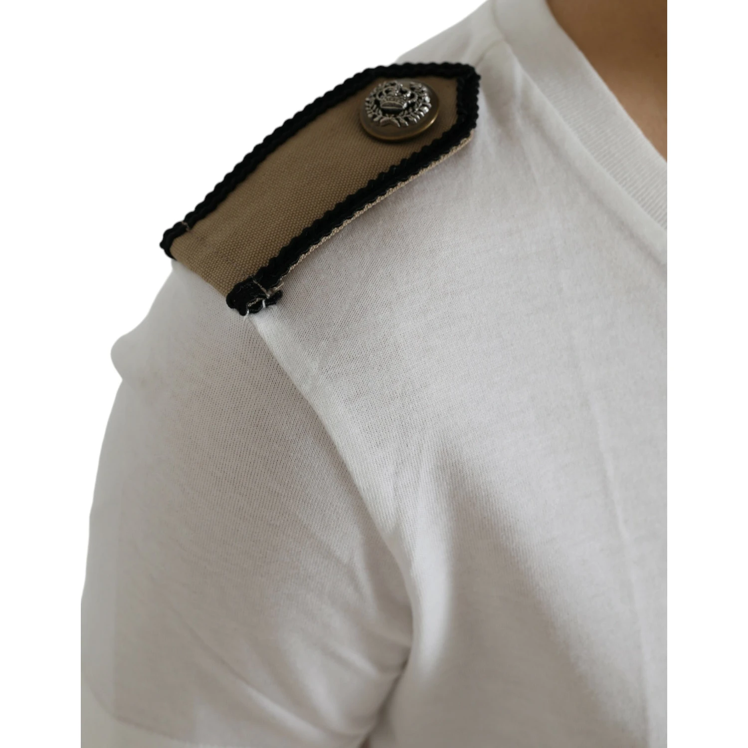 White Black Roses Crewneck Cotton T-shirt