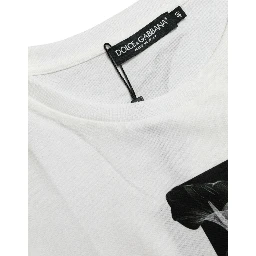 White Black Roses Crewneck Cotton T-shirt