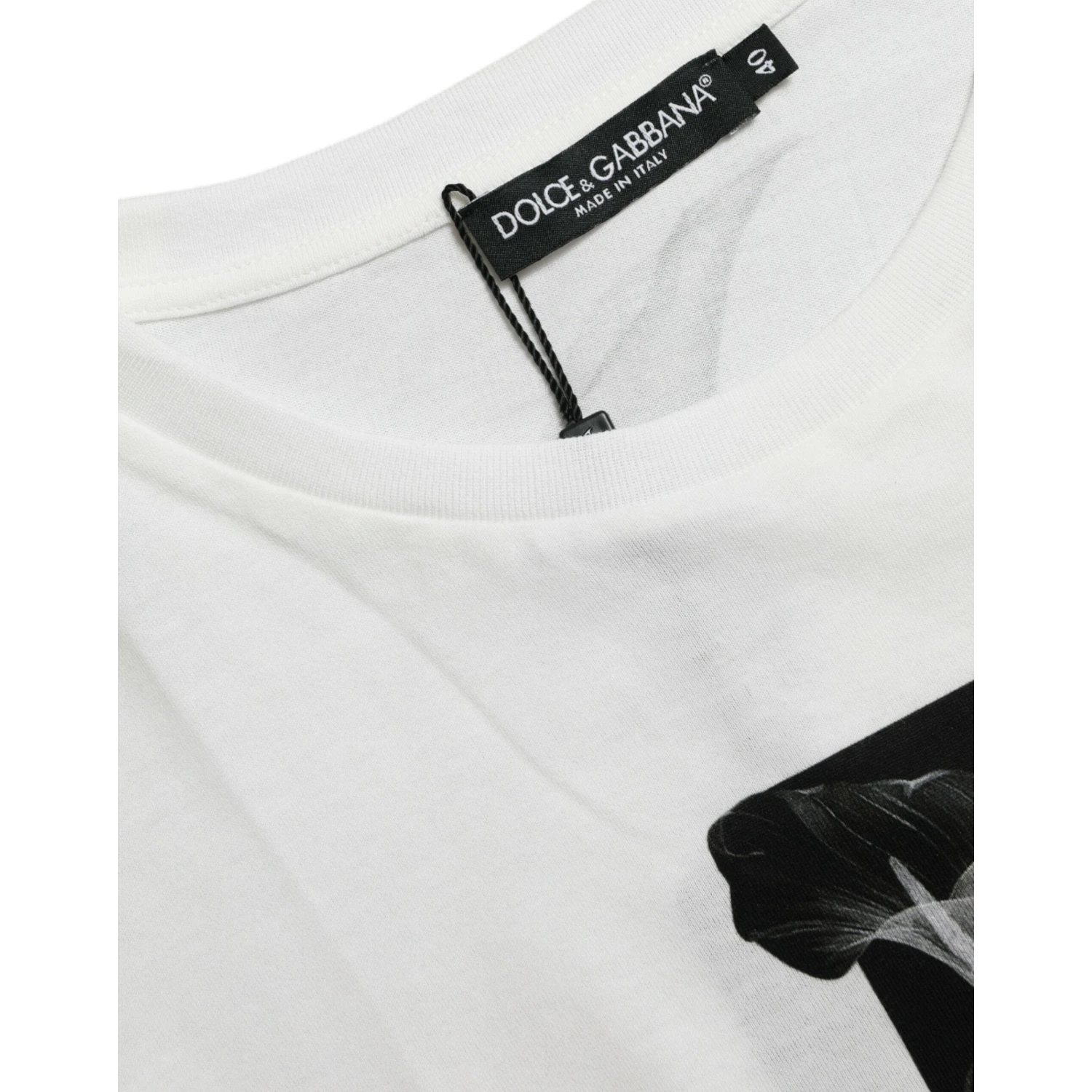 White Black Roses Crewneck Cotton T-shirt