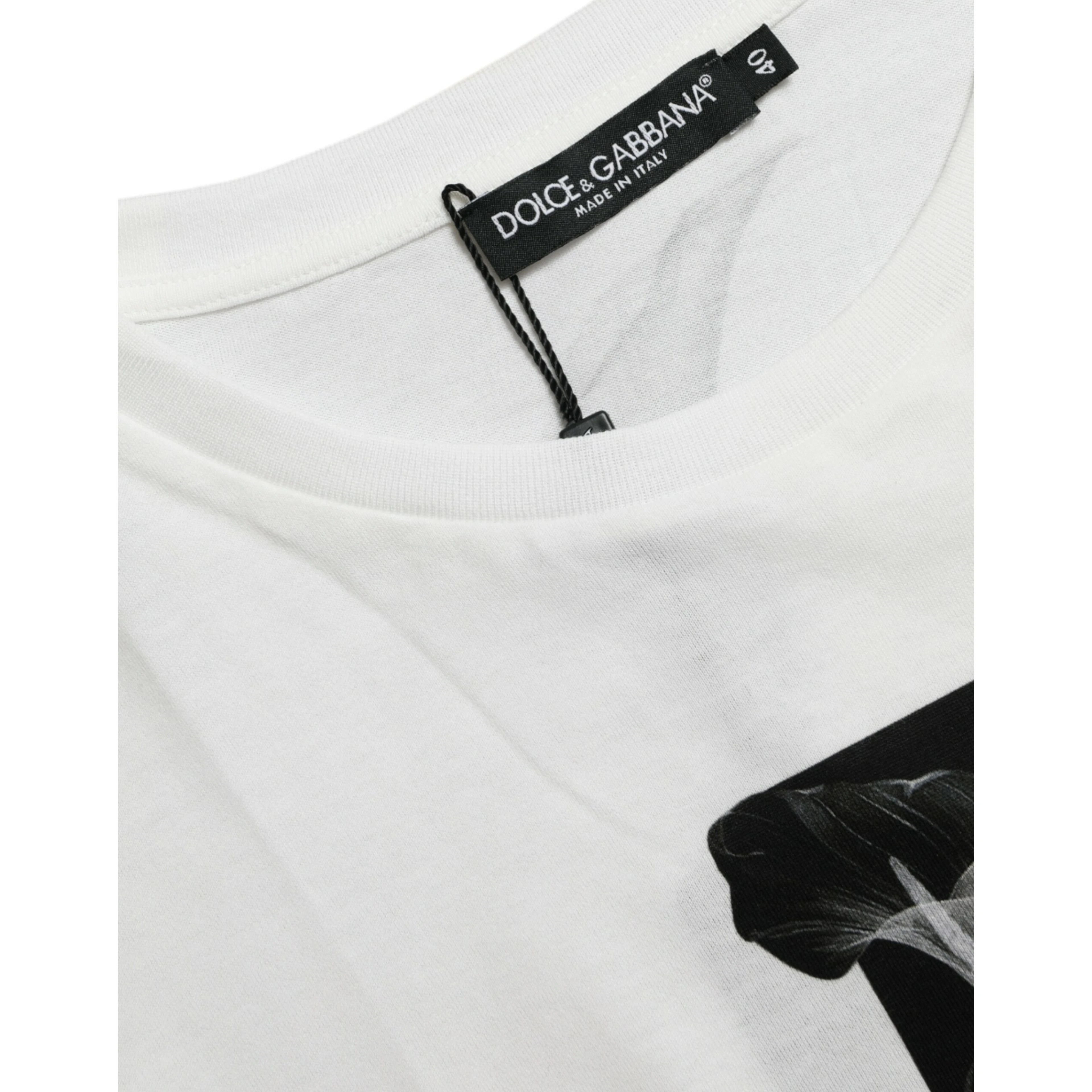 White Black Roses Crewneck Cotton T-shirt