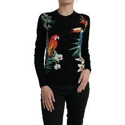 Black Bird Wool Long Sleeve Cardigan Sweater
