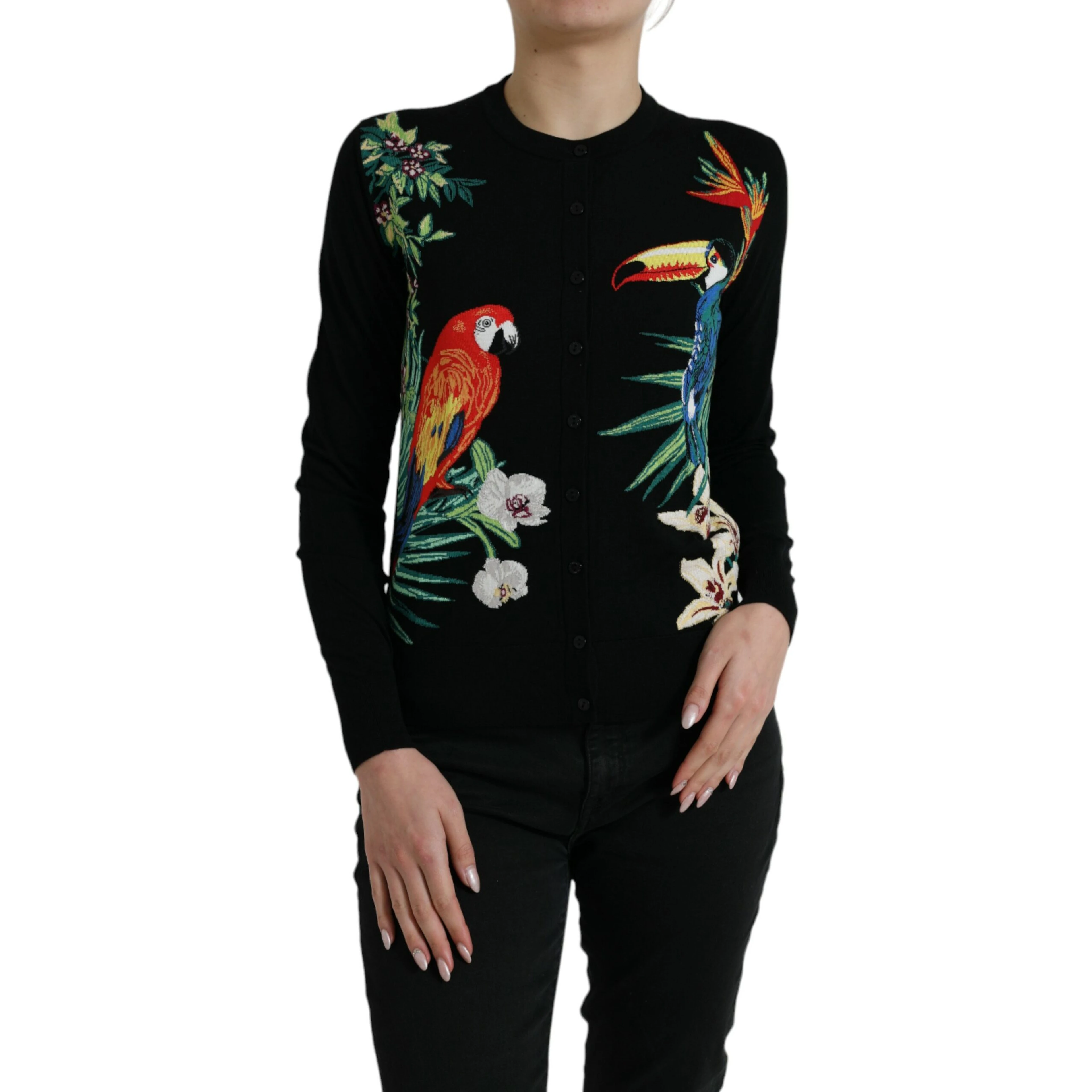 Black Bird Wool Long Sleeve Cardigan Sweater