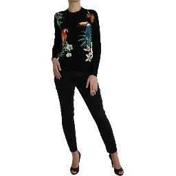 Black Bird Wool Long Sleeve Cardigan Sweater