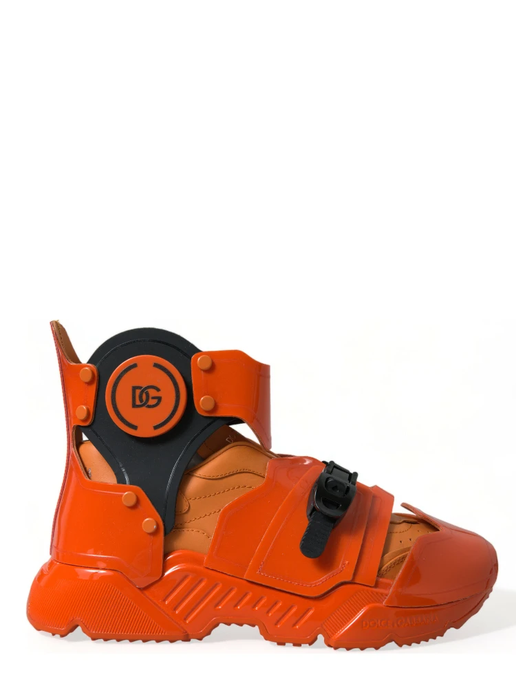 Orange Multi Panel Chunky High Top Sneakers Shoes