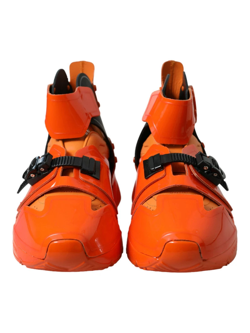 Orange Multi Panel Chunky High Top Sneakers Shoes