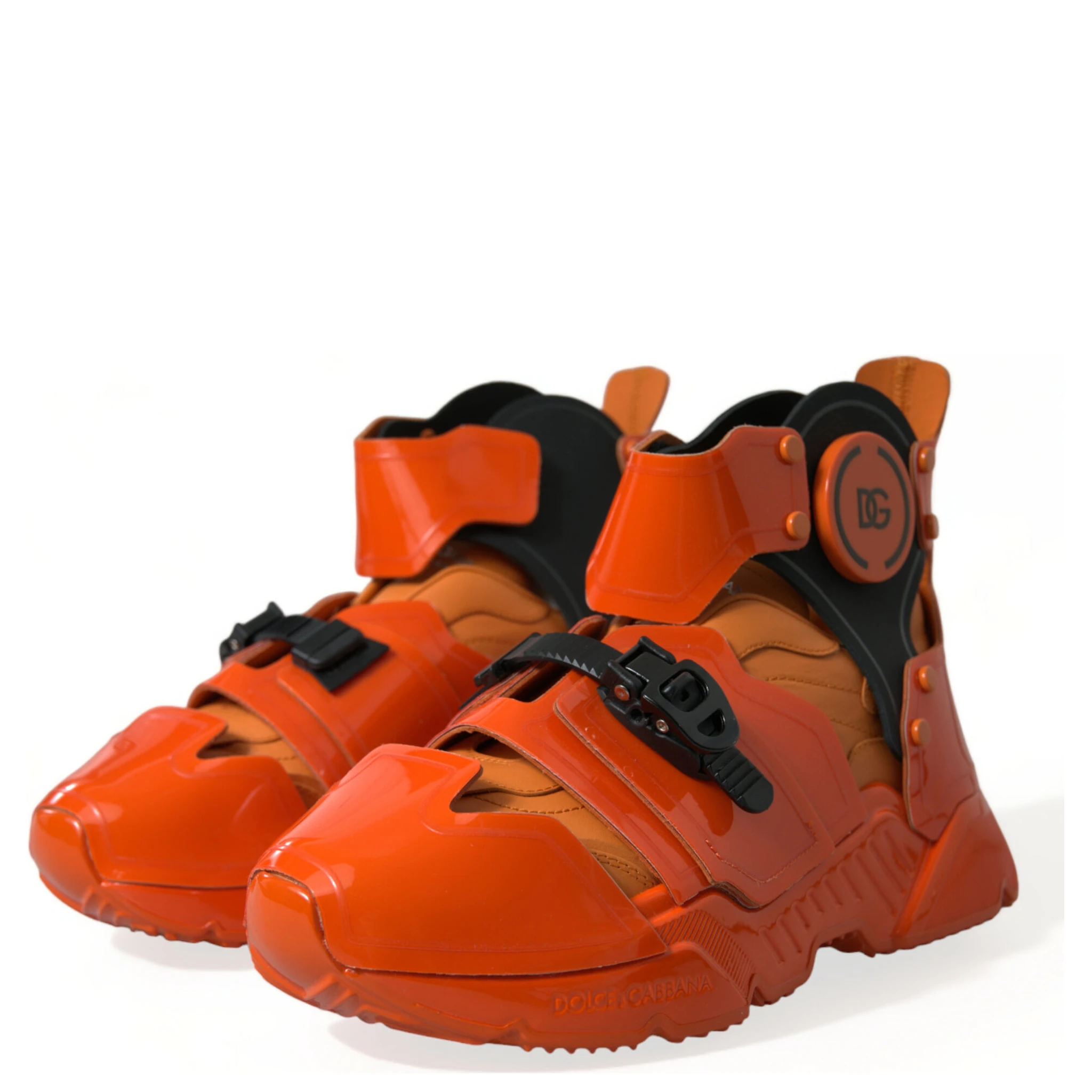 Orange Multi Panel Chunky High Top Sneakers Shoes