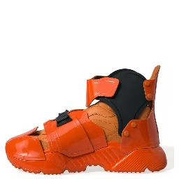Orange Multi Panel Chunky High Top Sneakers Shoes