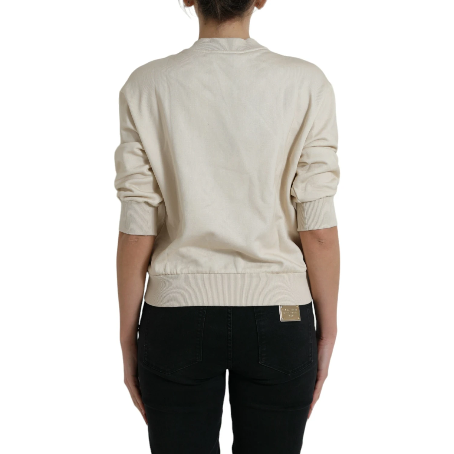 Beige Jungle Printed Cotton Pullover Sweater