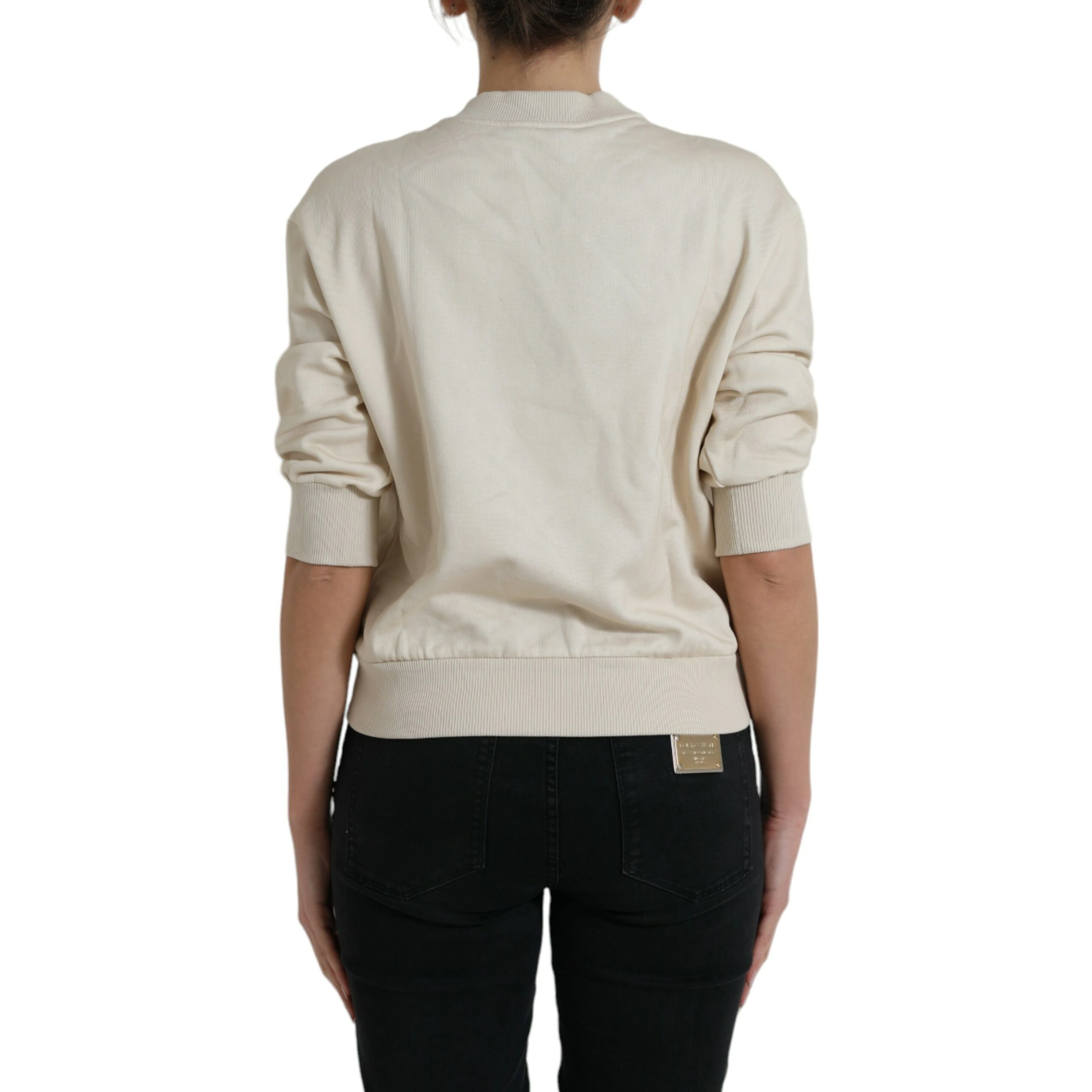 Beige Jungle Printed Cotton Pullover Sweater