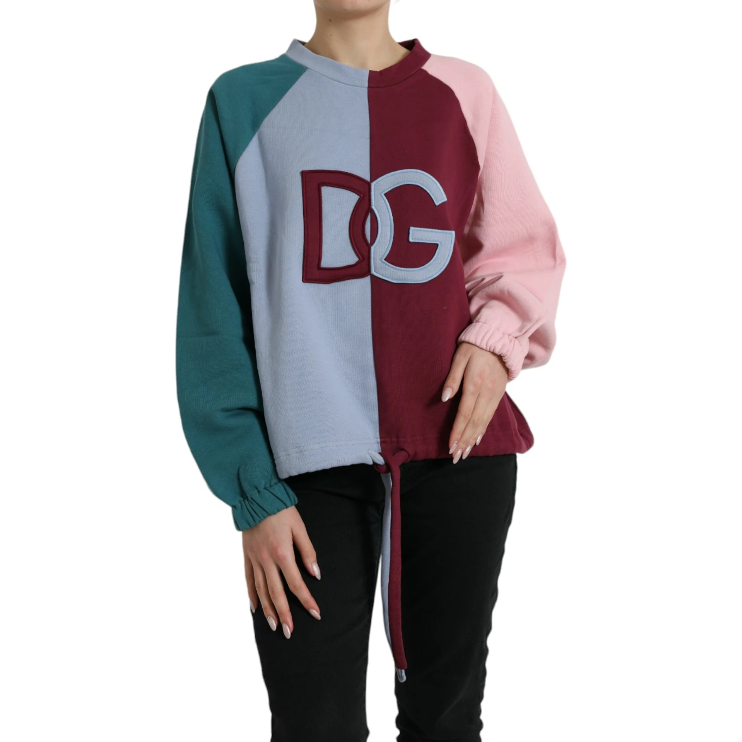 Multicolor Cotton Crewneck Pullover Sweater