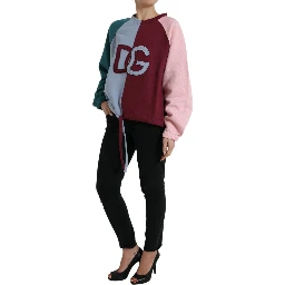 Multicolor Cotton Crewneck Pullover Sweater