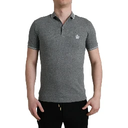 Gray Collared Short Sleeve Crown T-shirt