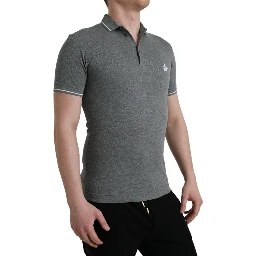 Gray Collared Short Sleeve Crown T-shirt