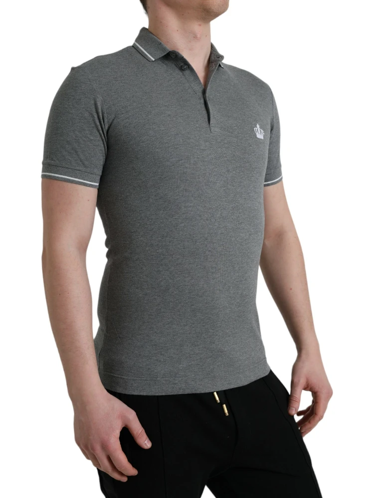 Gray Collared Short Sleeve Crown T-shirt alternative