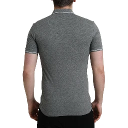 Gray Collared Short Sleeve Crown T-shirt