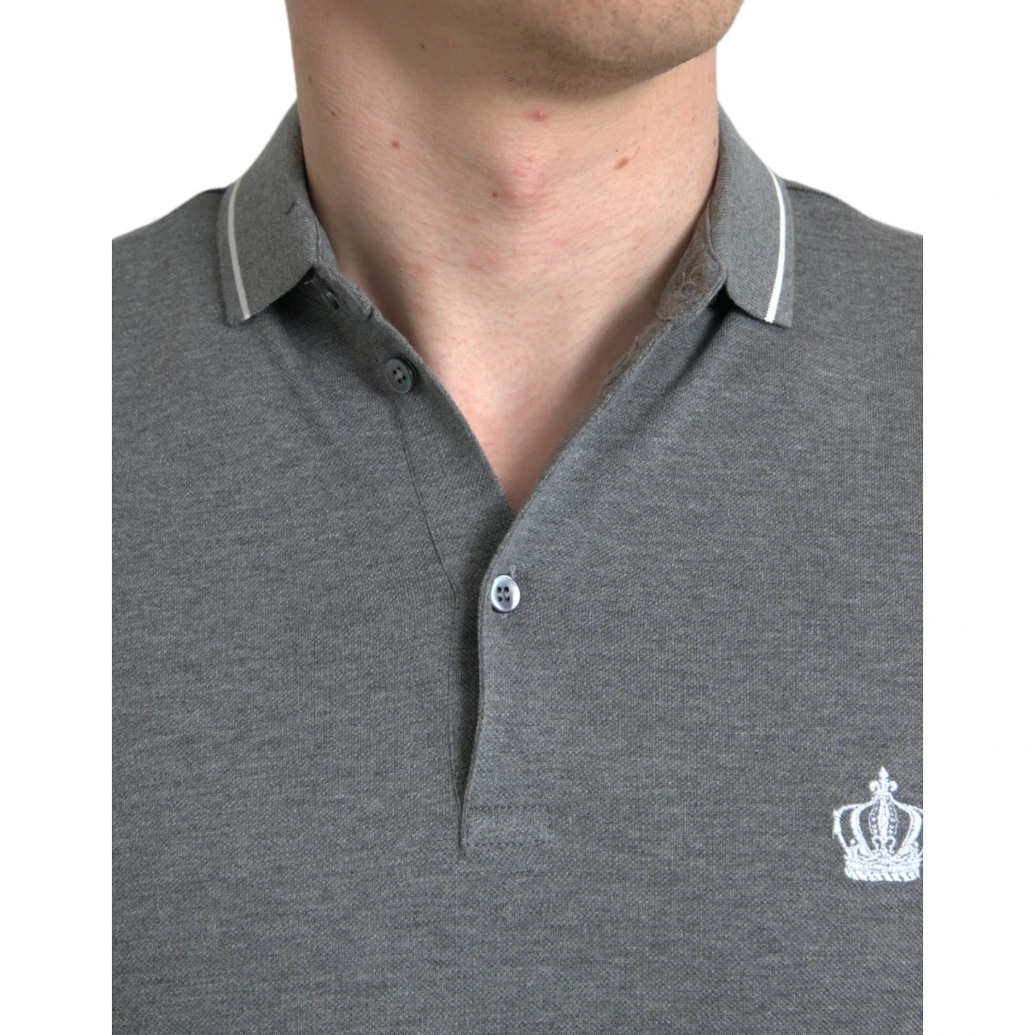 Gray Collared Short Sleeve Crown T-shirt