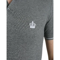 Gray Collared Short Sleeve Crown T-shirt