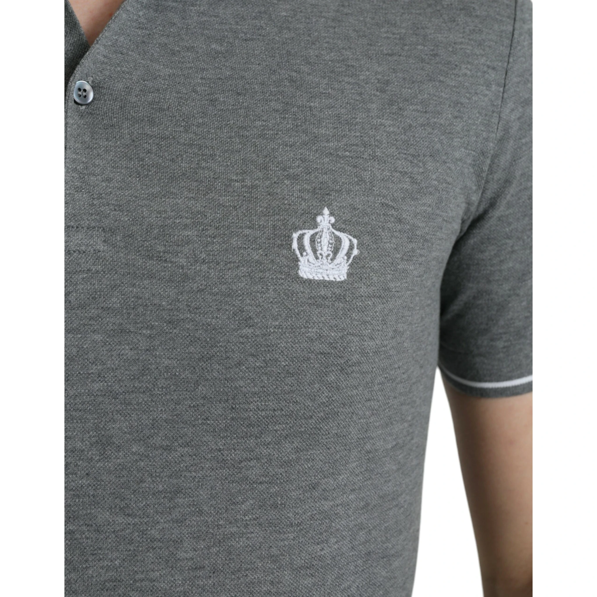 Gray Collared Short Sleeve Crown T-shirt