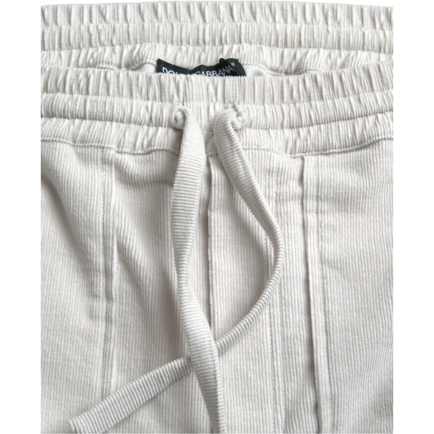 Beige Cotton Corduroy Logo Bermuda Shorts