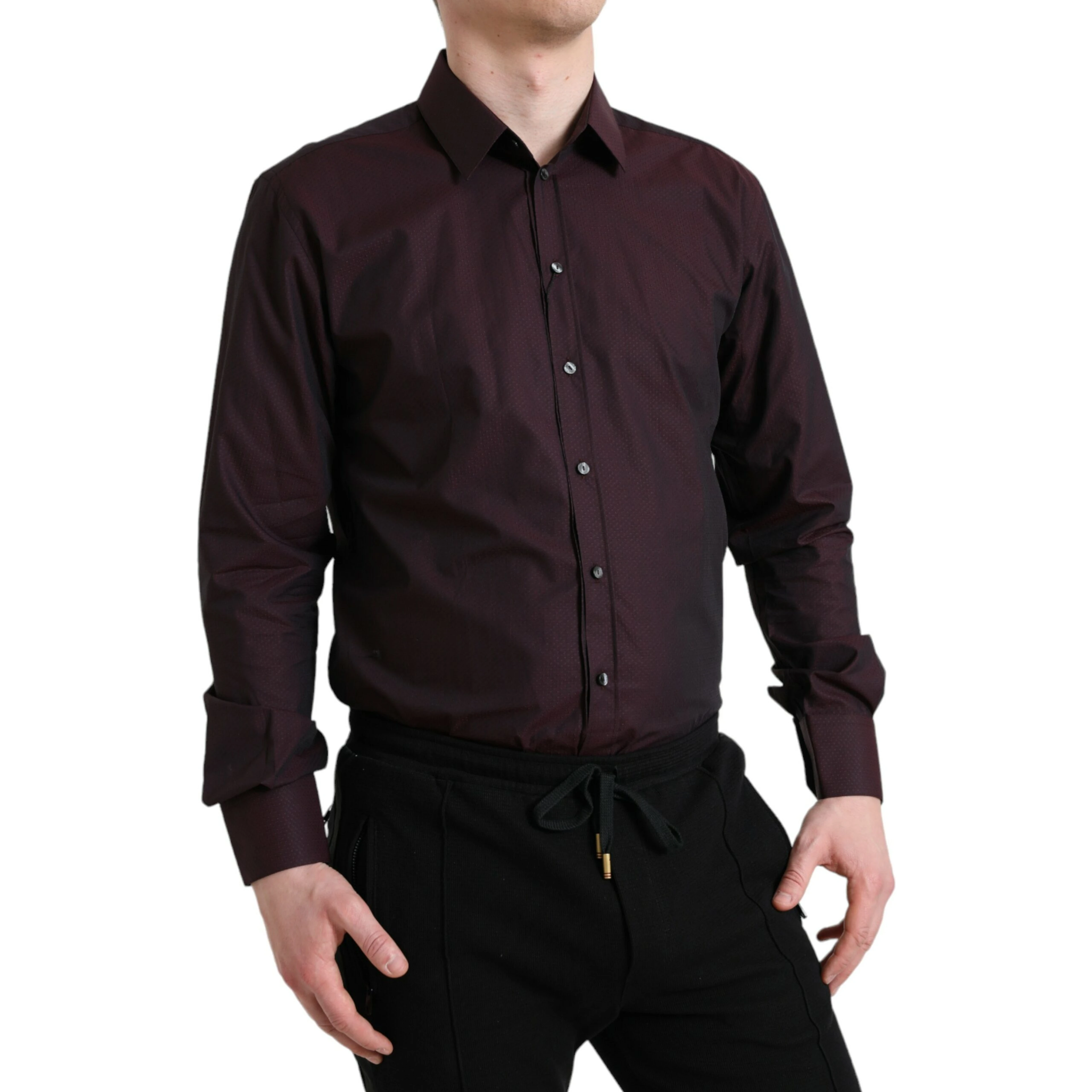 Maroon Jacquard Formal Dress MARTINI Shirt