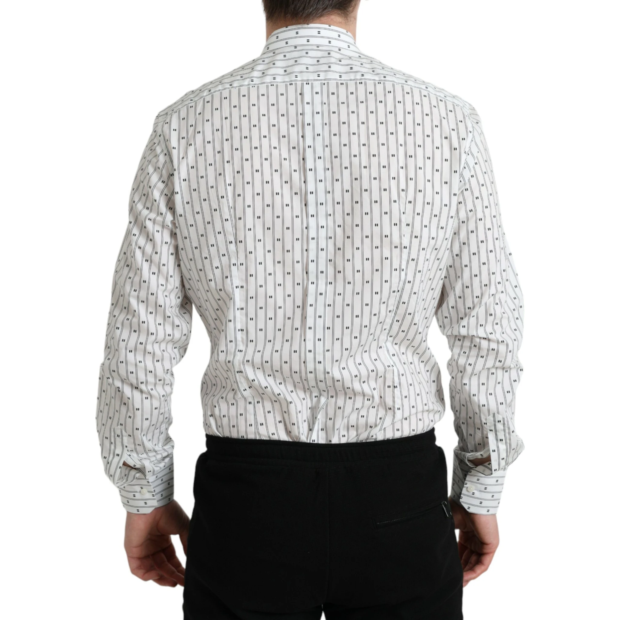 White Patterned Men GOLD Formal Dress Shirt