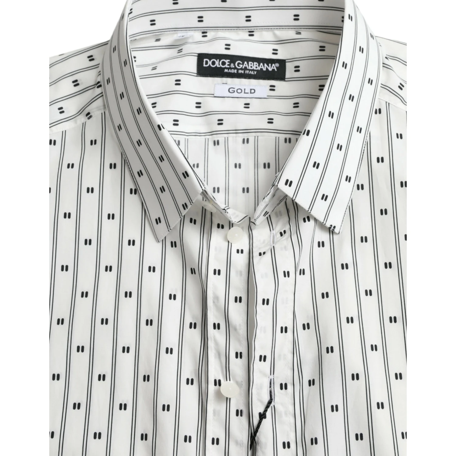 White Patterned Men GOLD Formal Dress Shirt