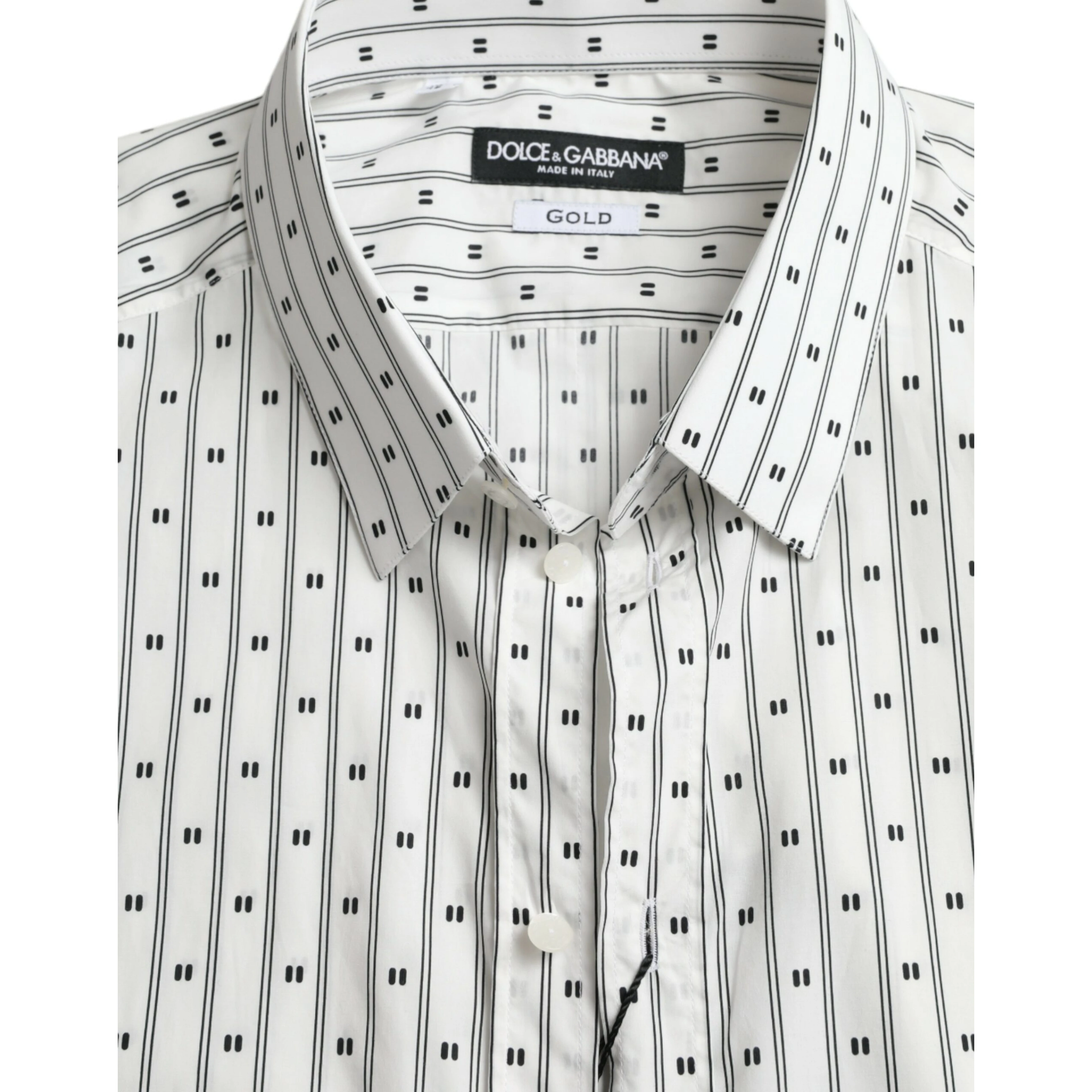 White Patterned Men GOLD Formal Dress Shirt
