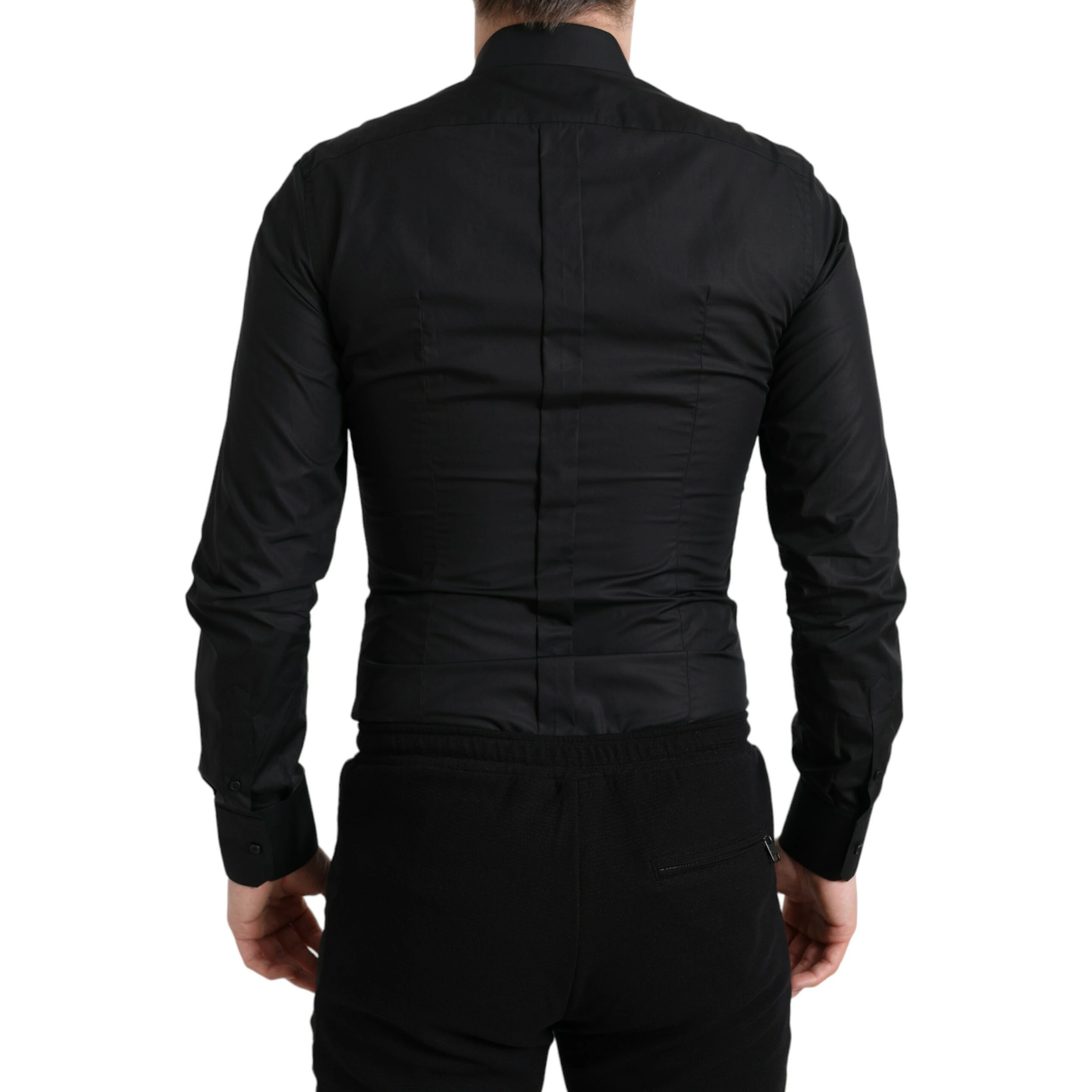 Black Cotton Logo Formal GOLD Dress Shirt