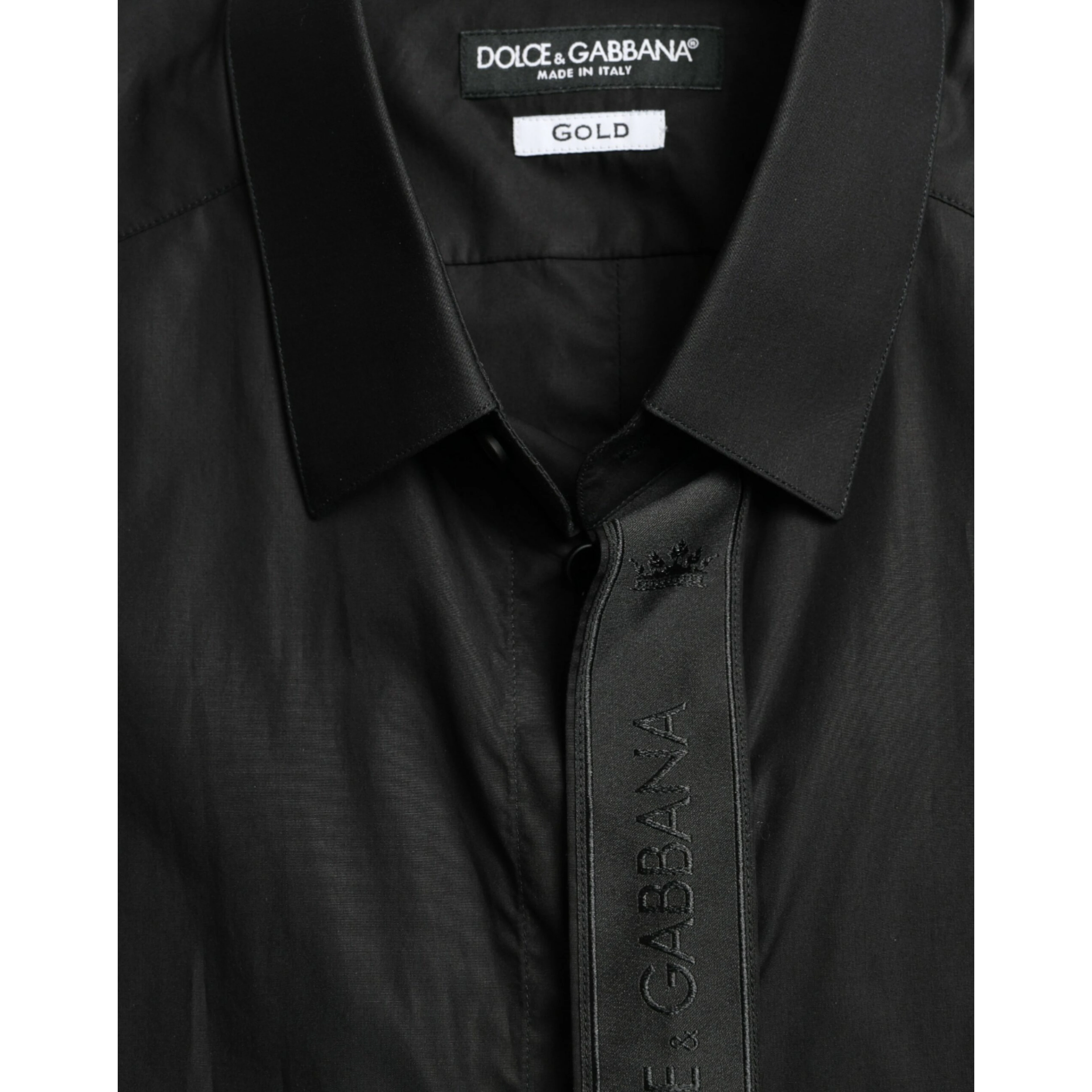 Black Cotton Logo Formal GOLD Dress Shirt
