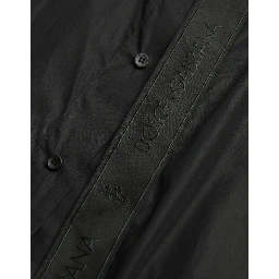 Black Cotton Logo Formal GOLD Dress Shirt