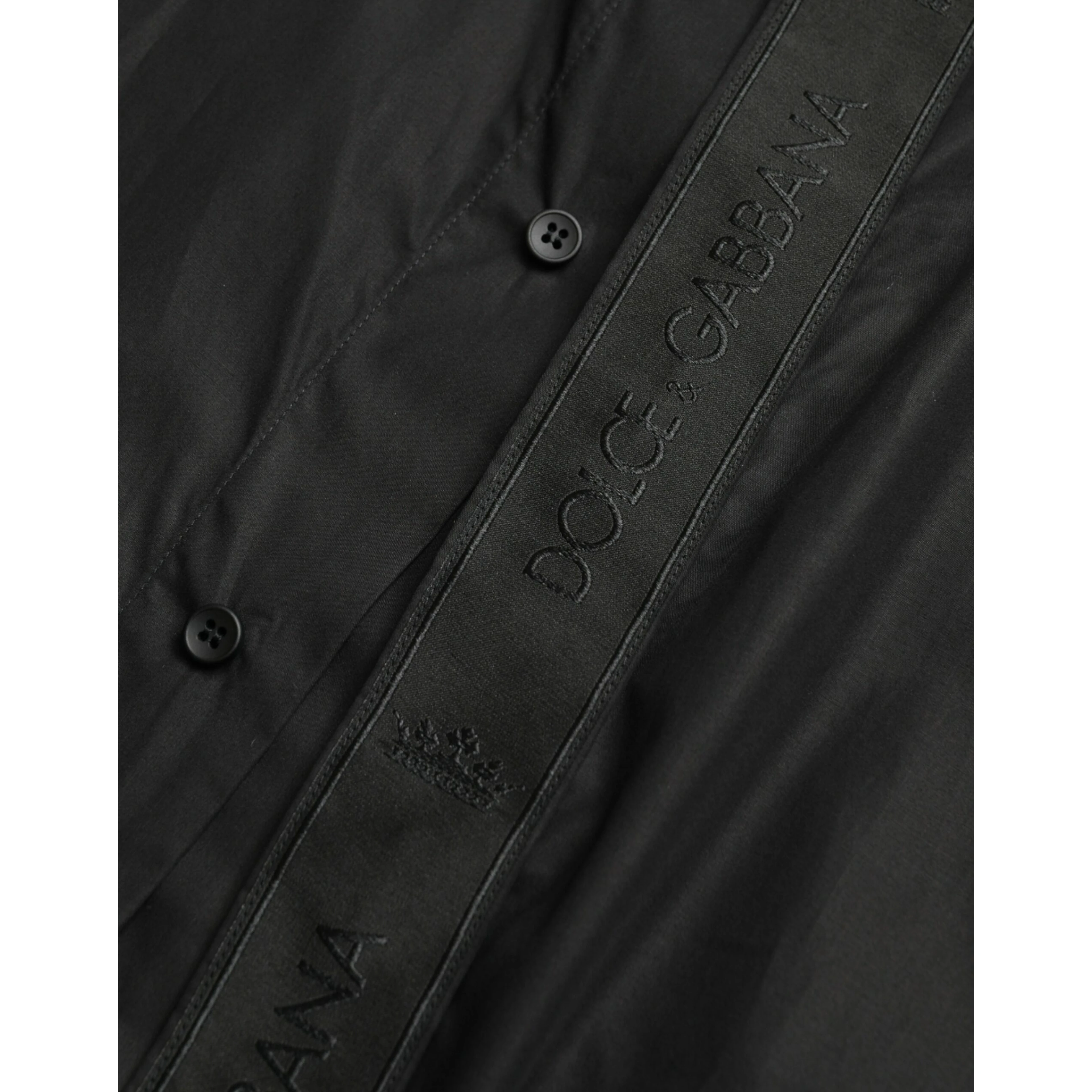 Black Cotton Logo Formal GOLD Dress Shirt