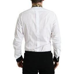 White Cotton Jacquard Formal GOLD Dress Shirt