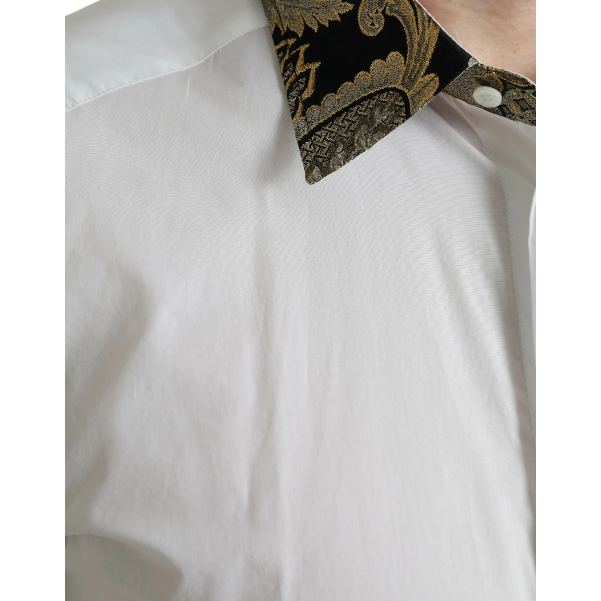 White Cotton Jacquard Formal GOLD Dress Shirt
