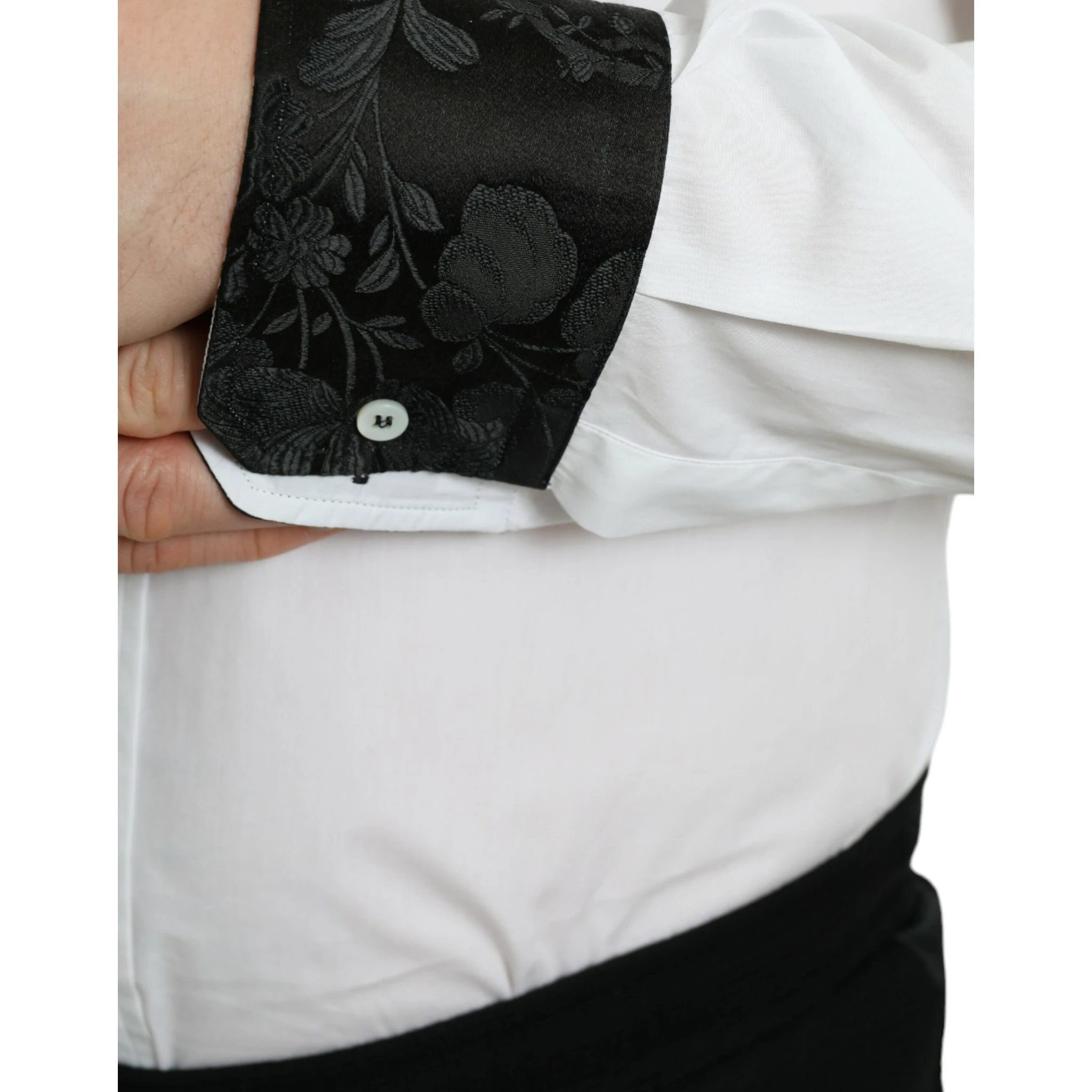 White Cotton Jacquard Formal GOLD Dress Shirt