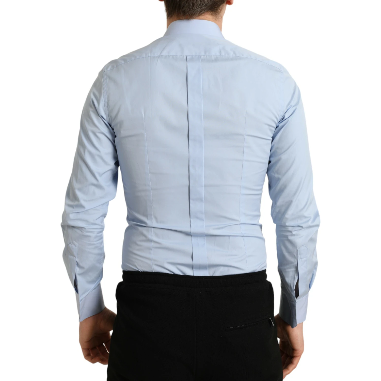 Sky Blue Cotton Men Formal GOLD Dress Shirt