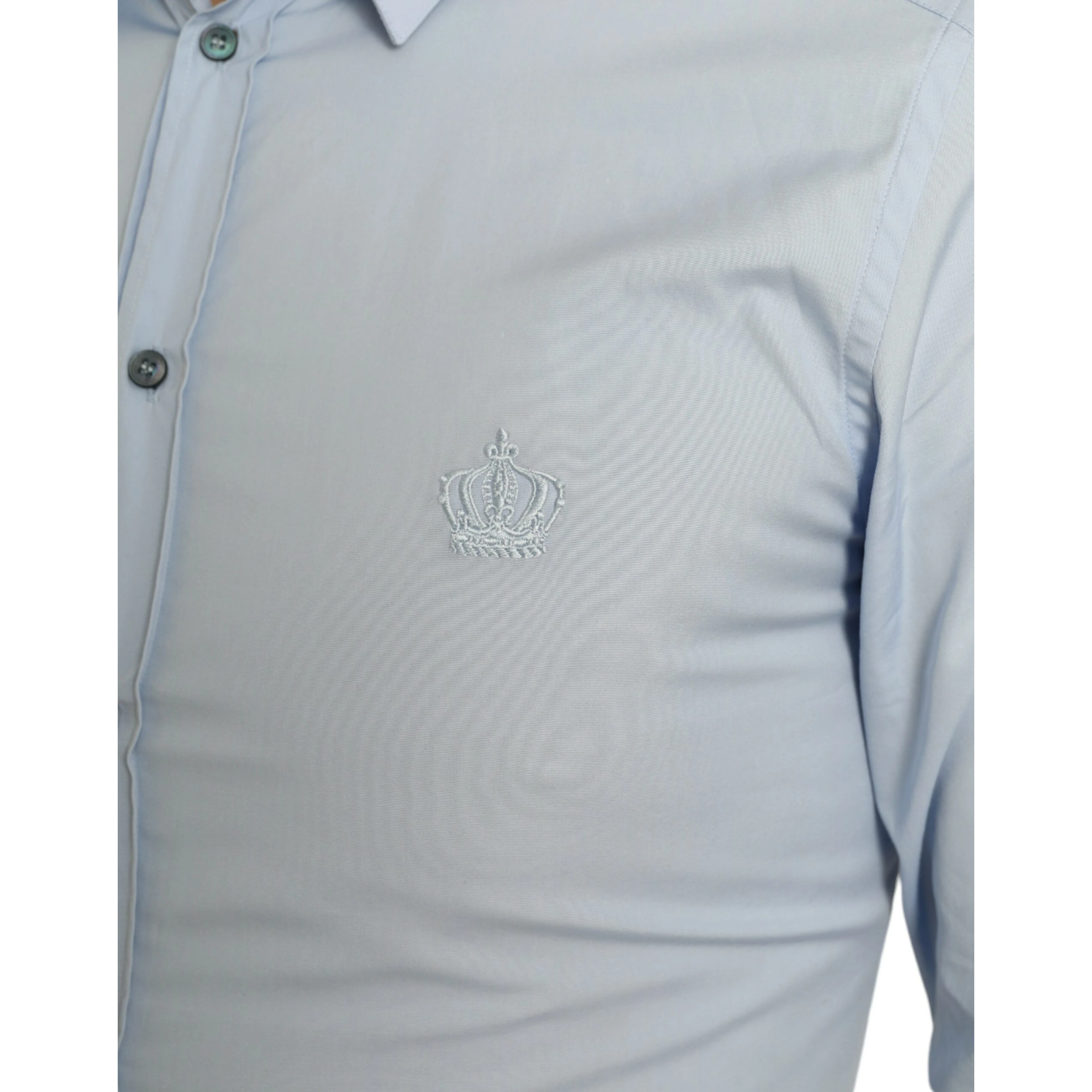 Sky Blue Cotton Men Formal GOLD Dress Shirt