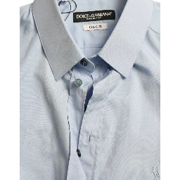 Sky Blue Cotton Men Formal GOLD Dress Shirt