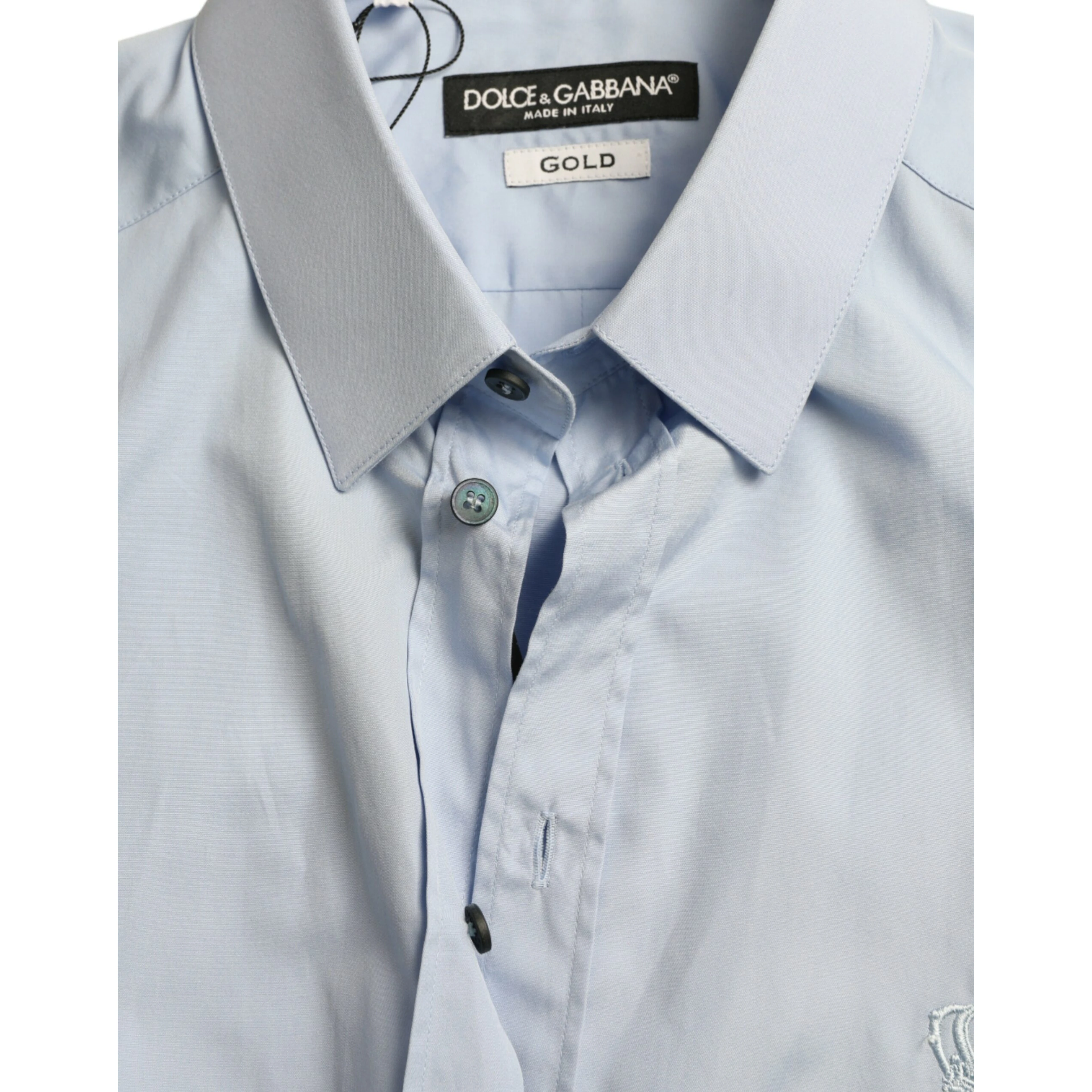 Sky Blue Cotton Men Formal GOLD Dress Shirt