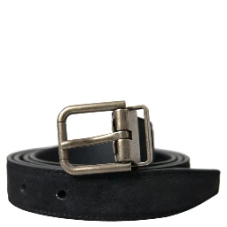 Black Goat Leather Antique Metal Buckle Belt