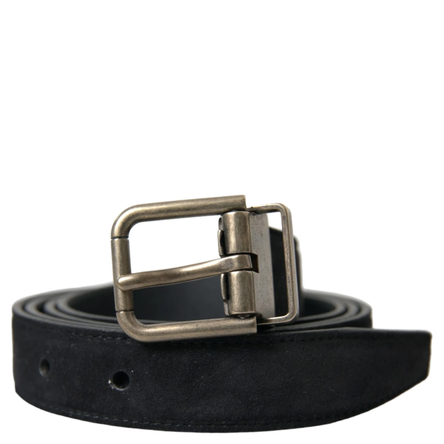 Black Goat Leather Antique Metal Buckle Belt