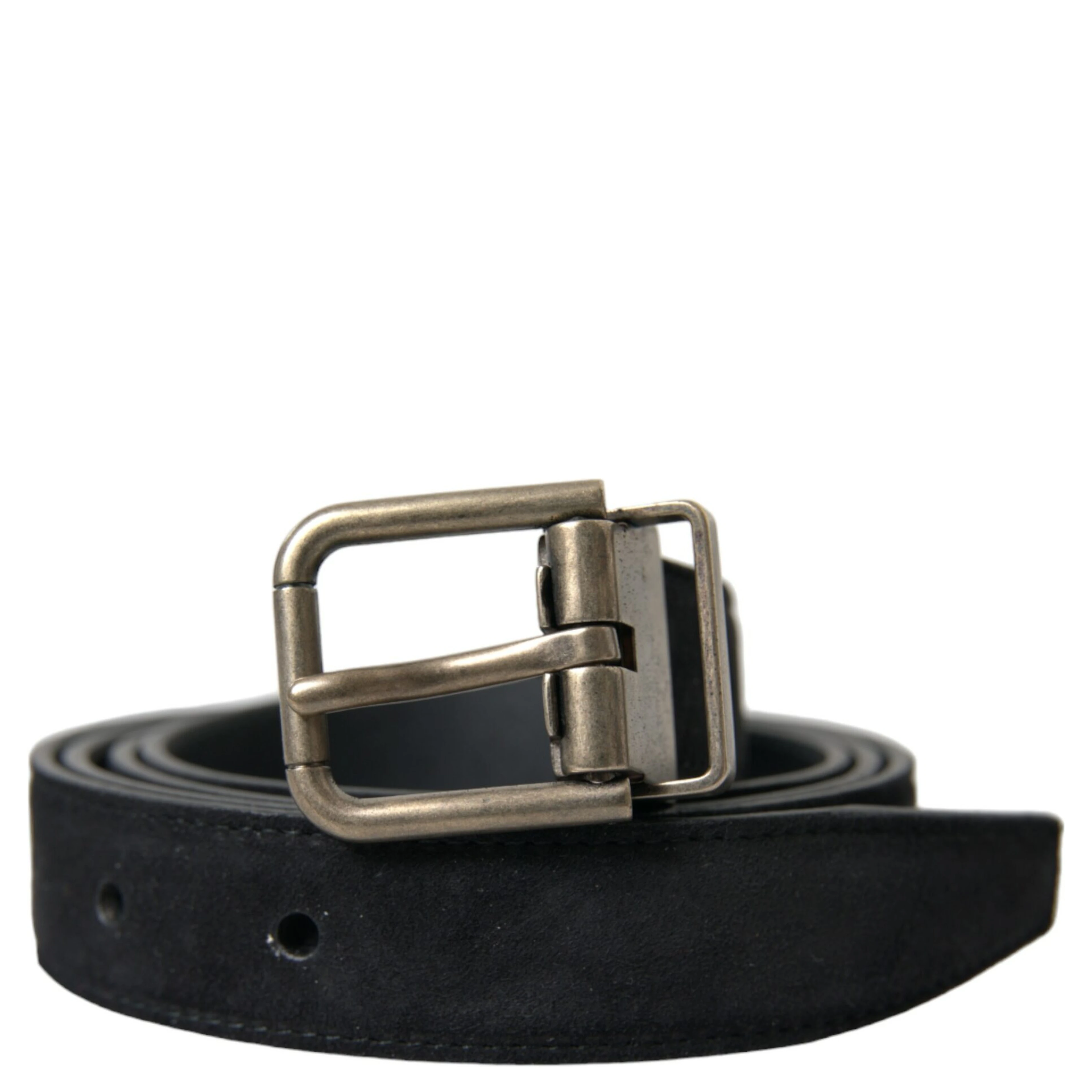 Black Goat Leather Antique Metal Buckle Belt