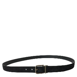 Black Goat Leather Antique Metal Buckle Belt