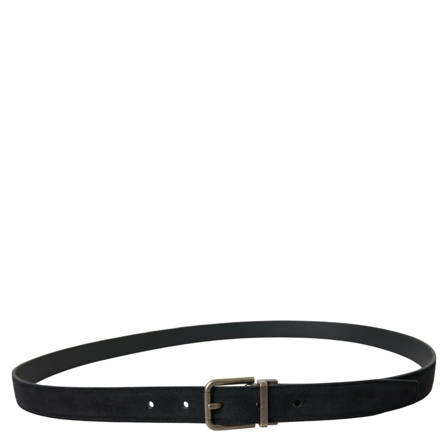 Black Goat Leather Antique Metal Buckle Belt