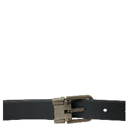 Black Goat Leather Antique Metal Buckle Belt