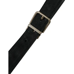 Black Goat Leather Antique Metal Buckle Belt