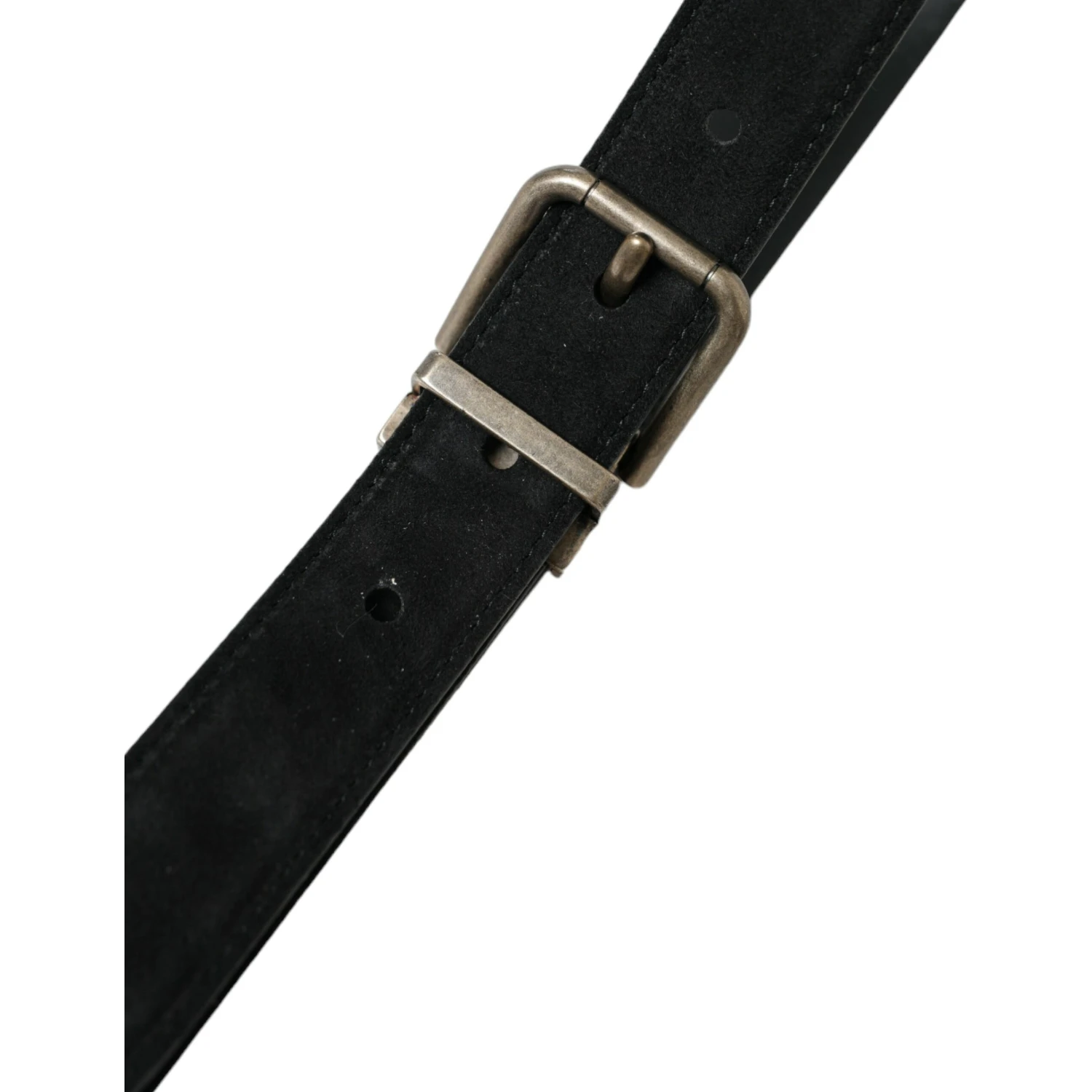 Black Goat Leather Antique Metal Buckle Belt