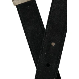 Black Goat Leather Antique Metal Buckle Belt