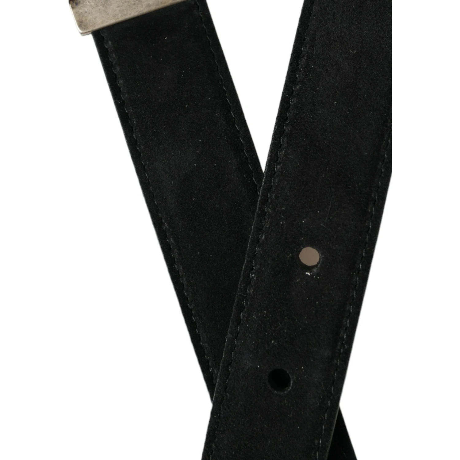 Black Goat Leather Antique Metal Buckle Belt